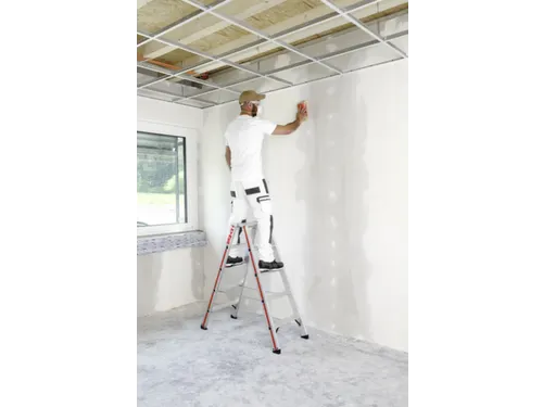 trapladder,beide zijden,2x5treden,Stand H 0,69m,balk L 1,3m,aluminium