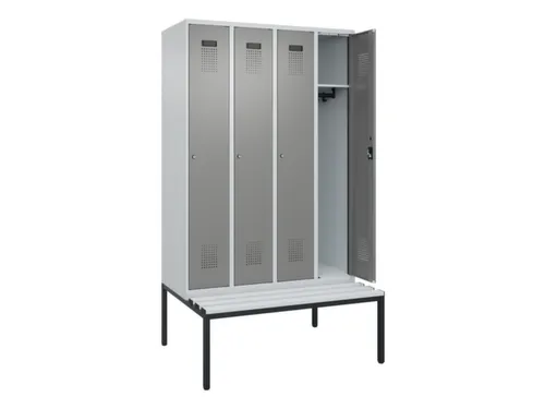locker met bank,HxBxD 2120x1200x815mm,4vak,vak B 300mm,cilinderslot