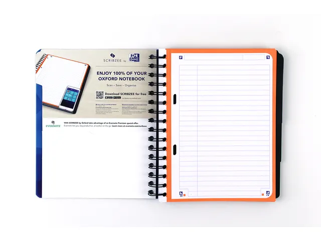 Projectboek Oxford A5+ Scribzee 6-gaats Lijn 120vel Blauw