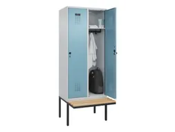 locker met bank,HxBxD 2120x800x815mm,2vak,vak B 400mm,draaigrendel