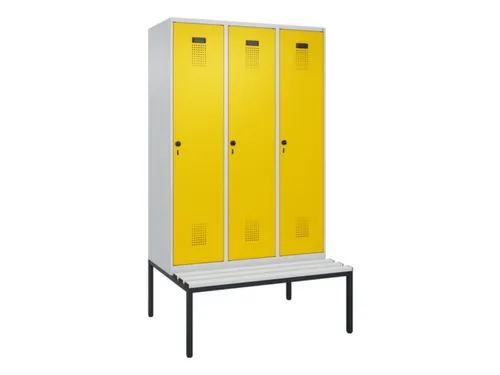 locker met bank,HxBxD 2120x1200x815mm,3vak,vak B 400mm,draaigrendel