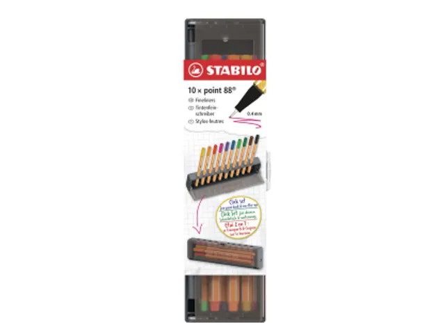 Fineliner STABILO point 88 Fin Clickser 10 couleurs