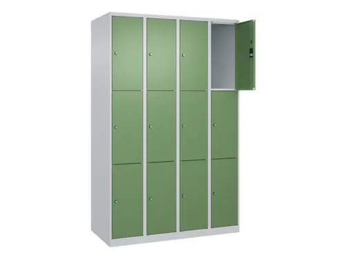 lockerkast,HxBxD 1850x1200x500mm,4x3vakken,vak B 300mm,cil.-slot