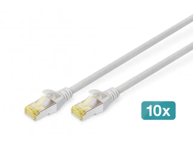 CAT 6A S-FTP patchkabel Cu LSZH AWG 26/7 Lengte 0,5m 10 stuks Grijs
