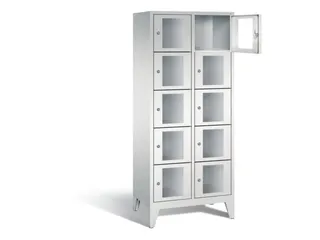 Lockerkast 1850x810x500mm 2x5 vakken Cilinderslot Poten, RAL7035 - 1