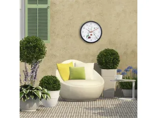 Buitenklok Nextime dia 30.5cm Prunus cijfers, zwarte rand witte wijzer - 9