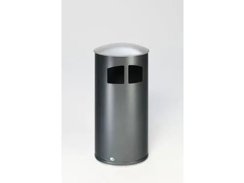 Afvalbak 75 liter HxØ 920x445mm 2inworpopeningen staal zilverkleurig
