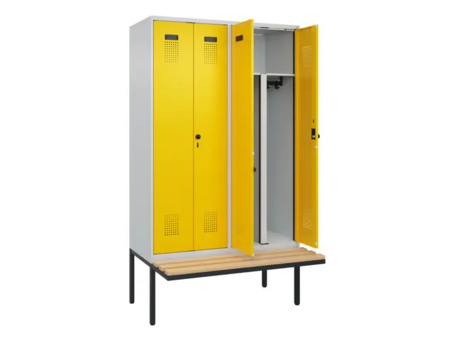PBM-locker met bank,HxBxD 2120x1200x815mm,4vak,vak B 300mm