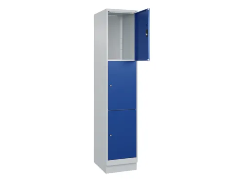lockerkast,HxBxD 1950x400x500mm,1x3vakken,vak B 400mm,cil.-slot,sokkel