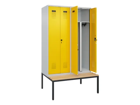 PBM-locker met bank,HxBxD 2120x1200x815mm,4vak,vak B 300mm
