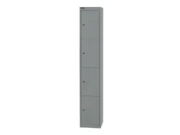 lockerkast,HxBxD 1802x305x305mm,1x4vakken,cil.-slot,romp zilverkleurig