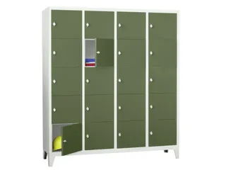 lockerkast,HxBxD 1850x1600x500mm,4x5vakken,RAL7035,front RAL6011 - 2