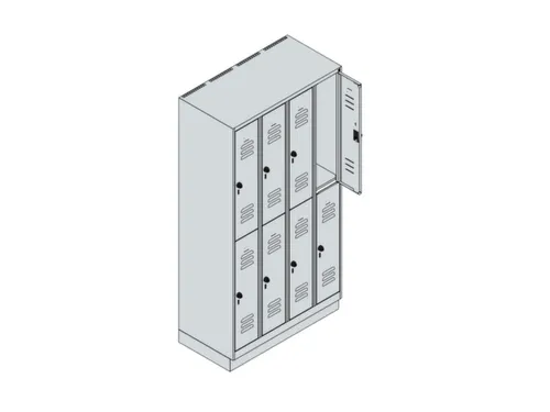dubbeldekse locker,HxBxD 1950x1000x500mm,4x2vak.,vak B 250mm