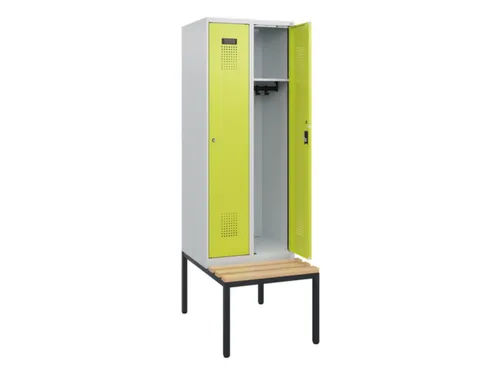 locker met bank,HxBxD 1950x600x815mm,2vak,vak B 300mm,cilinderslot