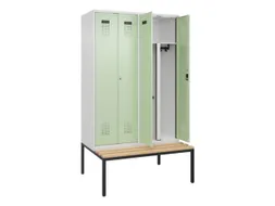 PBM-locker met bank,HxBxD 2120x1200x815mm,4vak,vak B 300mm