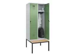 locker met bank,HxBxD 2120x800x815mm,2vak,vak B 400mm,draaigrendel
