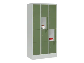 lockerkast,HxBxD 1518x900x500mm,3x4vakken,RAL7035,front RAL6011 - 2