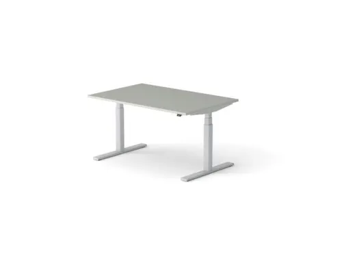 Elektrisch ihv bureau HxBxD 640-1300x1400x900mm blad grijs, voet alu