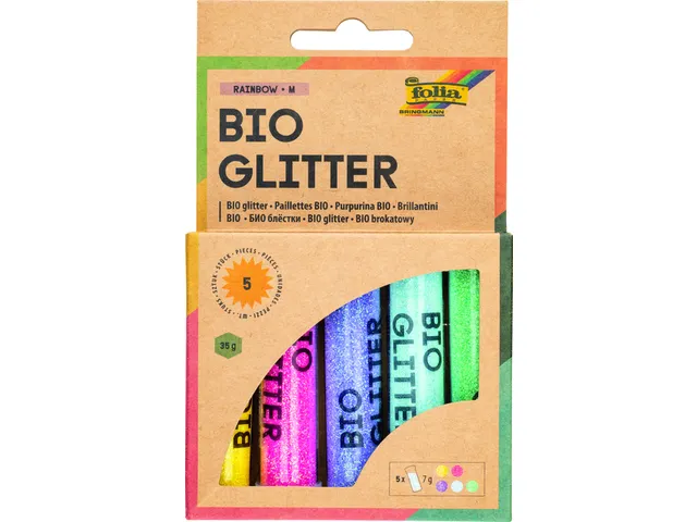 Glitterpoeder Bio Folia Rainbow 7gr 5 kleuren