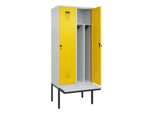 locker met bank,voor scheiding van kleding,HxBxD 2120x800x815mm,2vak