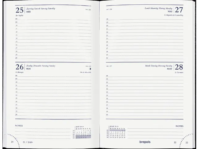 Agenda 2027 Brepols Saturnus Lima 2 jours/1 page noir