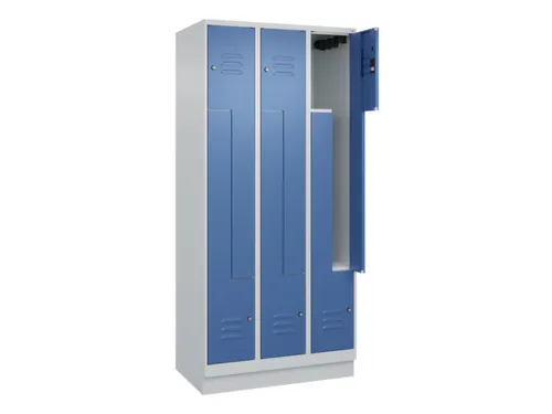 Z-garderobekast,HxBxD 1950x900x500mm,vak B 150/300mm,cil.-slot,sokkel