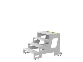 bordestrap,verrijdbaar,bordes H 0,6m,3treden,aluminium - 2