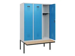 locker met bank,HxBxD 1950x1200x815mm,3vak,vak B 400mm,cilinderslot