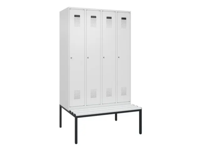 locker met bank,voor scheiding van kleding,HxBxD 2120x1200x815mm,4vak
