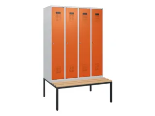 locker met bank,HxBxD 1950x1200x815mm,4vak,vak B 300mm,cilinderslot - 2