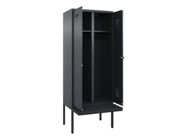 locker met bank,voor scheiding van kleding,HxBxD 2120x800x815mm,2vak