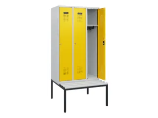 locker met bank,HxBxD 1950x900x815mm,3vak,vak B 300mm,cilinderslot - 1