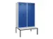 locker met bank,voor scheiding van kleding,HxBxD 2120x1200x815mm,4vak