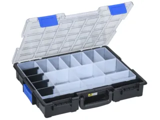 Assortimentskoffer,HxBxD 76x440x355mm,19bakken,PP,koffer zwart - 1