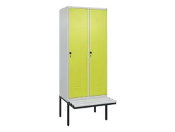 locker met bank,HxBxD 2120x800x815mm,2vak,vak B 400mm,draaigrendel