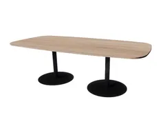 Linesto vergadertafel 240x120 deens ovaal robson eiken 25mm zwart