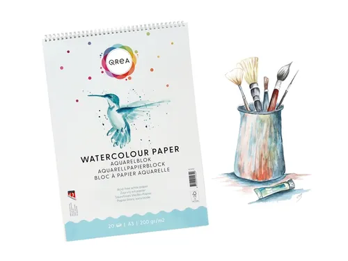 Aquarelblok Qrea A3 20 vel 200gr spiraal