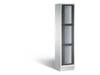 Lockerkast 1800x420x500mm 1x3 vakken Cilinderslot, Sokkel, RAL7021 - 2
