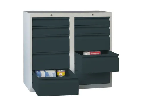 ladekast HxBxD 900x1000x500mm 10laden RAL7035 front RAL7016