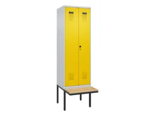 locker met bank,voor scheiding van kleding,HxBxD 2120x600x815mm,2vak - 2