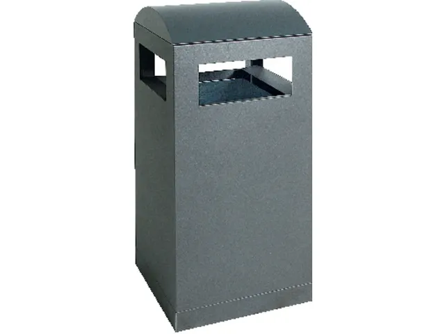 afvalbak,v. buiten,40l,HxBxD 815x350x350mm,legbord,romp staal RAL7016