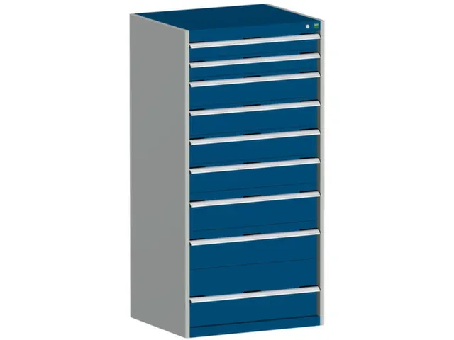 ladekast HxBxD 1600x800x750mm 9laden RAL7035 front RAL5010