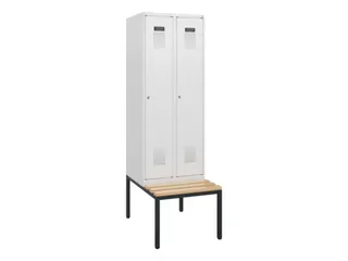 locker met bank,HxBxD 1950x600x815mm,2vak,vak B 300mm,cilinderslot - 2
