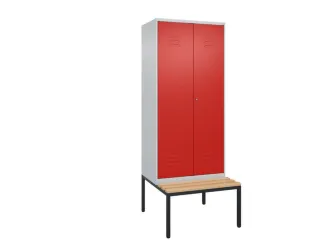 PBM-locker met bank,HxBxD 2120x800x815mm,2vak,vak B 400mm,cil.-slot - 1