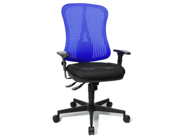 Siège Bureau Pivotant Assise Noir Dossier Maille Bleu