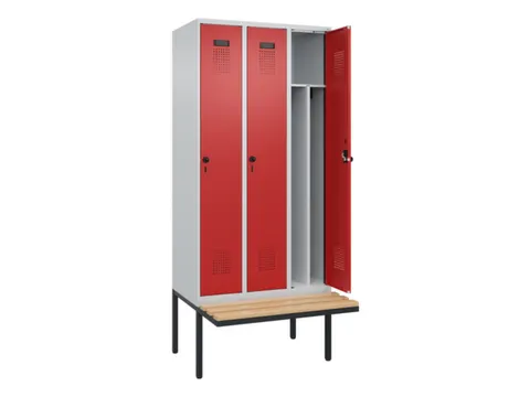 locker met bank,voor scheiding van kleding,HxBxD 2120x900x815mm,3vak