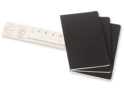 Schrift Moleskine 130x210mm blanco 160 pagina's 70gr zwart set à 3 st