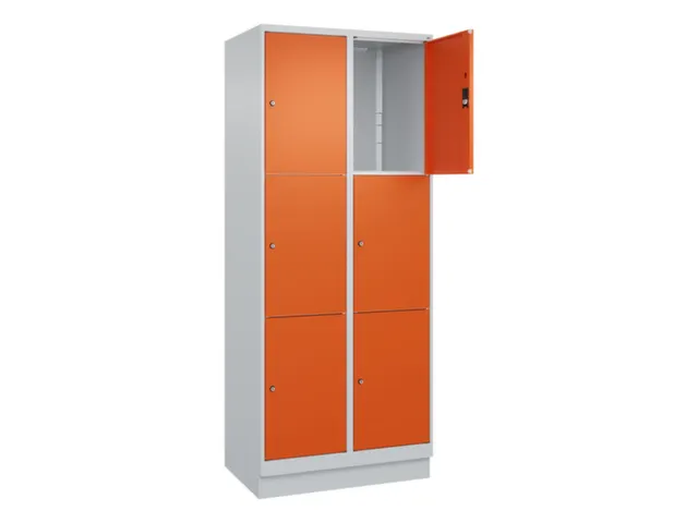 lockerkast,HxBxD 1950x800x500mm,2x3vakken,vak B 400mm,cil.-slot,sokkel