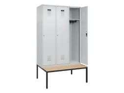 locker met bank,HxBxD 2120x1200x815mm,3vak,vak B 400mm,cilinderslot