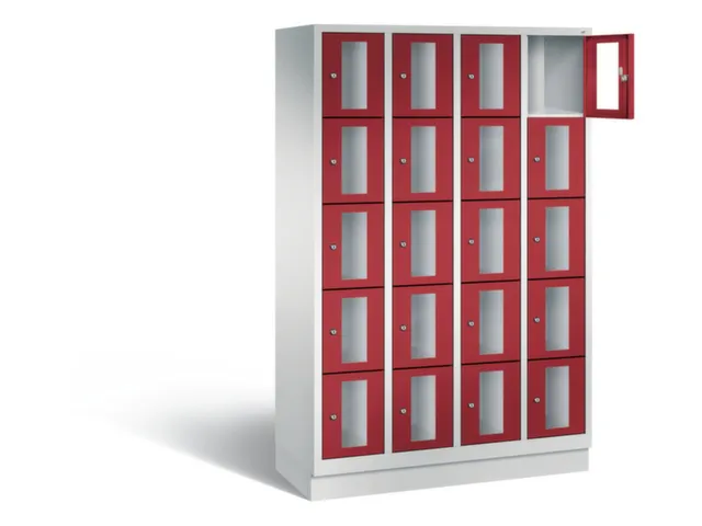 Lockerkast 1800x1190x500mm 4x5 vakken Cilinderslot, Sokkel, RAL3003